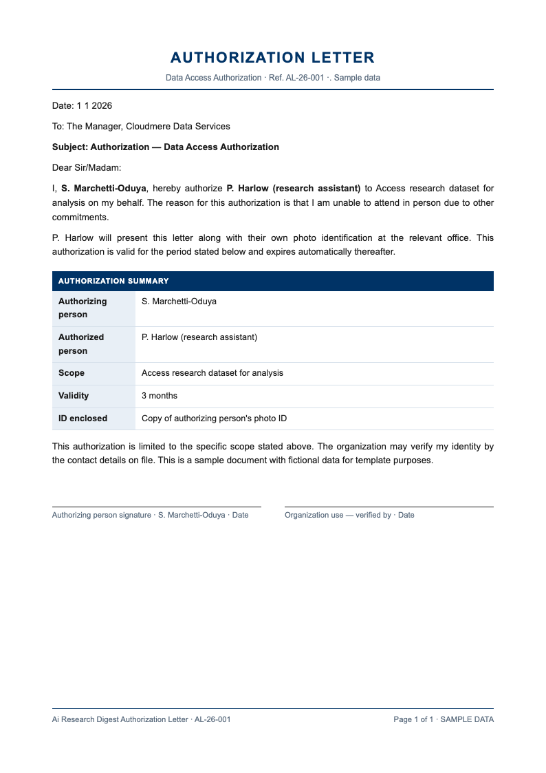 Ai research digest authorization letter